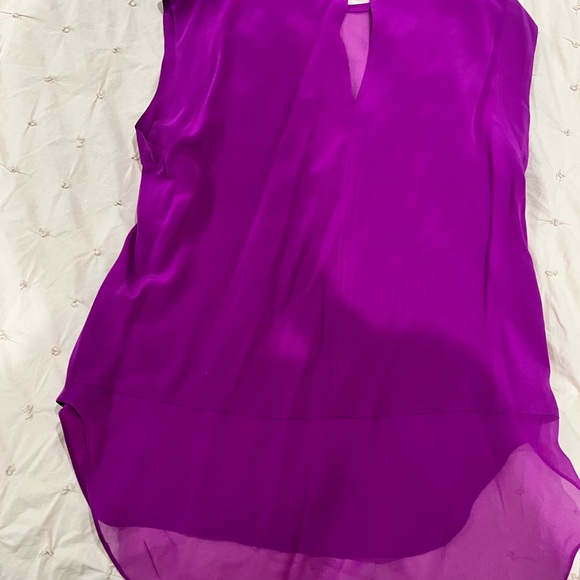 Rebecca Taylor silk high low top magenta size 10 - Picture 2 of 4